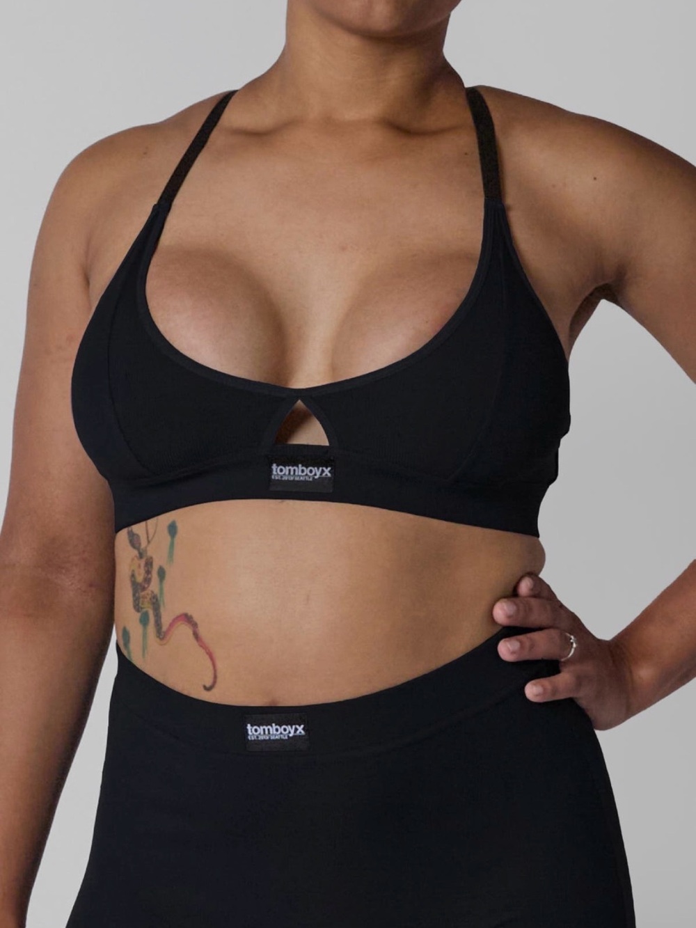 TomboyX Lounge Rib Bralette 3X Black Keyhole Cutout NWOT